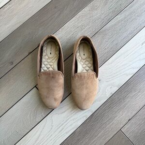 Birdies Tan Quilted Slip-Ons